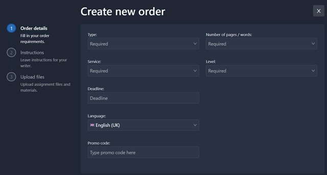 EssayService ordering process