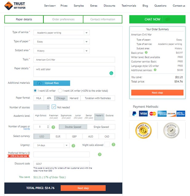 TrustMyPaper ordering process