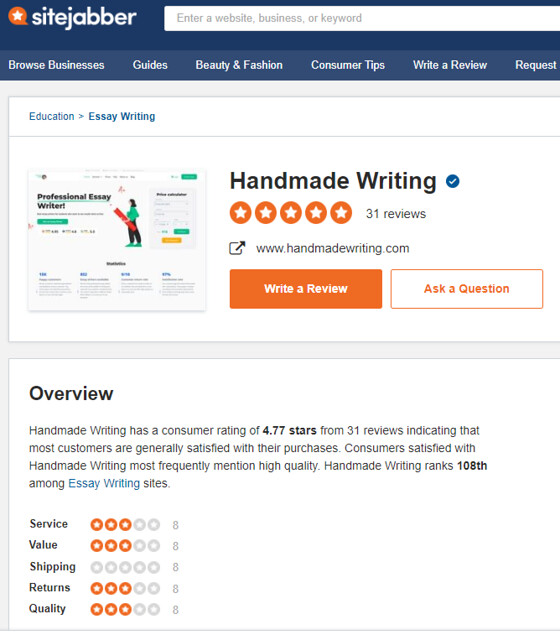 HandmadeWriting.com reviews