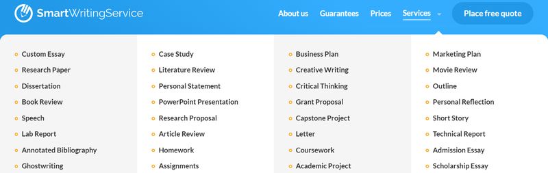 smartwritingservice types of services