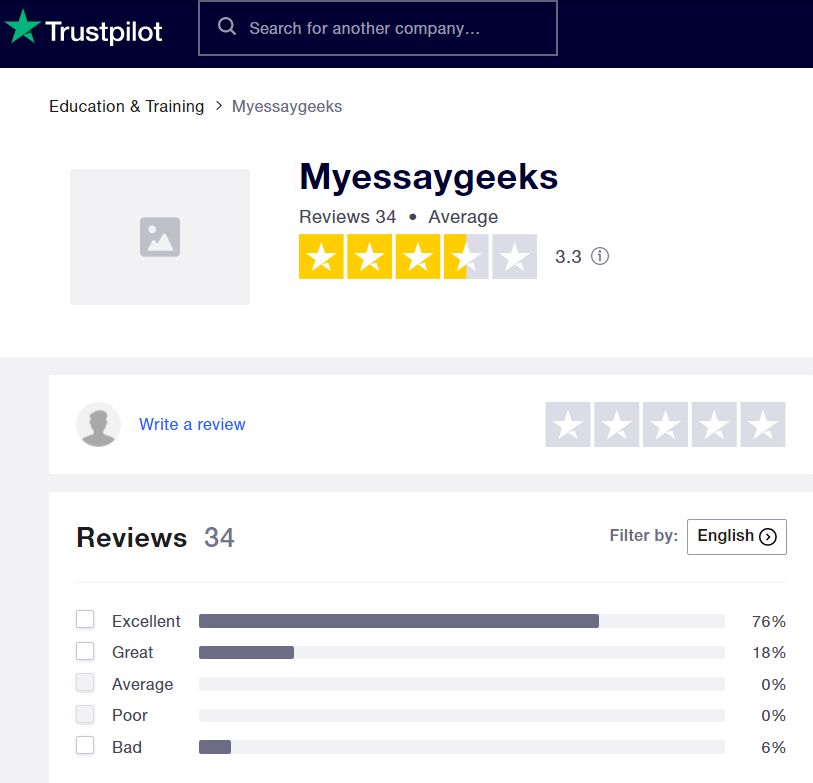 MyEssayGeeks reviews on trustpilot